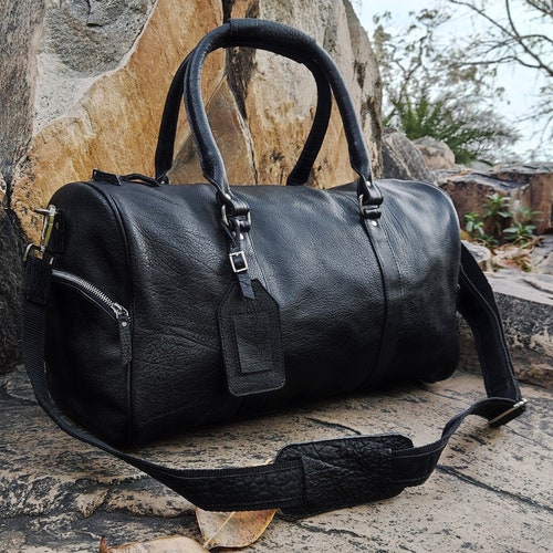 Leather Duffle Bag Handmade Leather Weekender Gym Bag Etsy