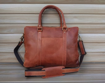 Leather messenger bag Personalized  laptop bag shoulder bag gift for men office bag work briefcase Large Satchel Groomsman gifts