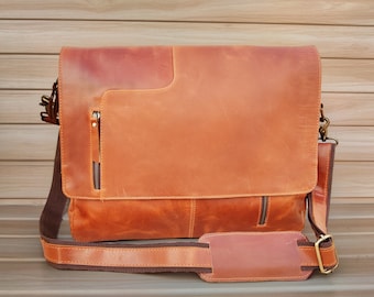 Umhängetasche aus echtem Leder, College-Tasche, Laptop-Tasche, Umhängetasche, Geschenk für Männer, Bürotasche, Arbeits-Aktentasche, große Satchel als Geschenk