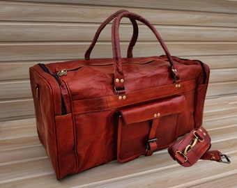 red overnight bag