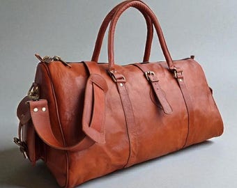 Handmade Goat Leather Duffle Bag, Weekender Travel Gym Holdall mothers day gifts