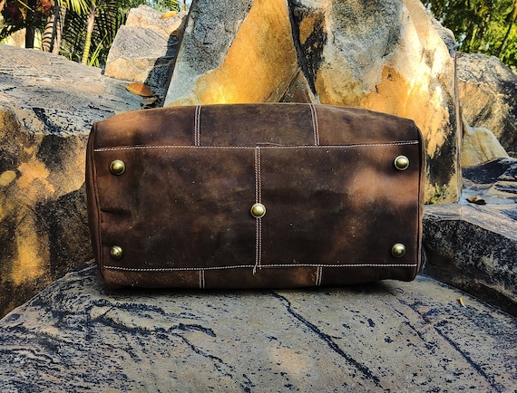 Handmade Leather Duffle Bag, Large Travel Bag, Men Weekender Bag