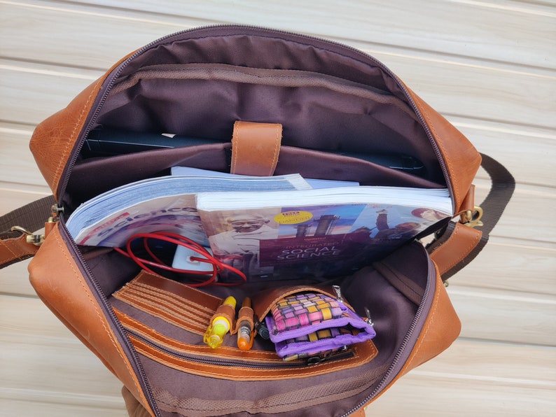 Genuine Leather Messenger Bag College Bag Laptop Bag Shoulder Etsy