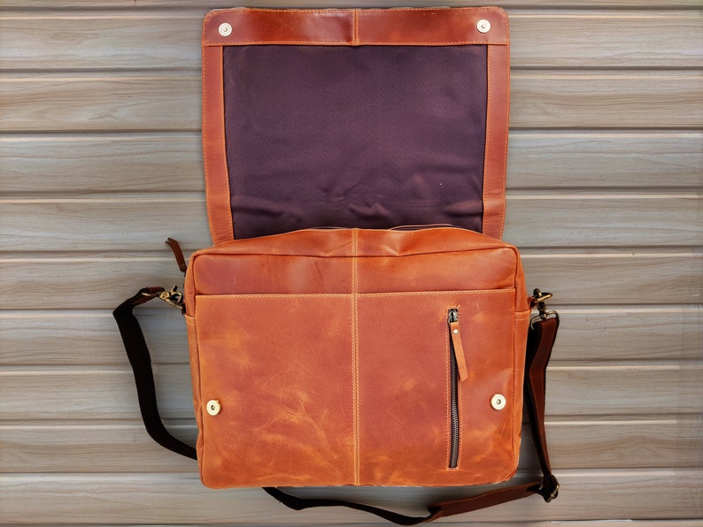 Umhängetasche aus echtem Leder, College-Tasche, Laptop-Tasche, Umhängetasche, Geschenk für Männer, Bürotasche, Arbeits-Aktentasche, große Satchel als Geschenk Bild 4