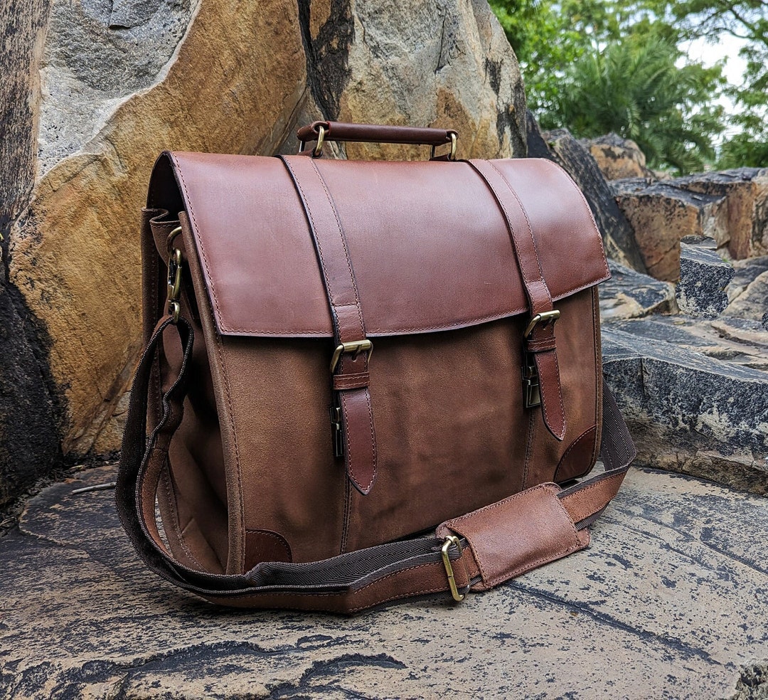 Genuine Leather Messenger Bag College Bag Laptop Bag Shoulder Bag for