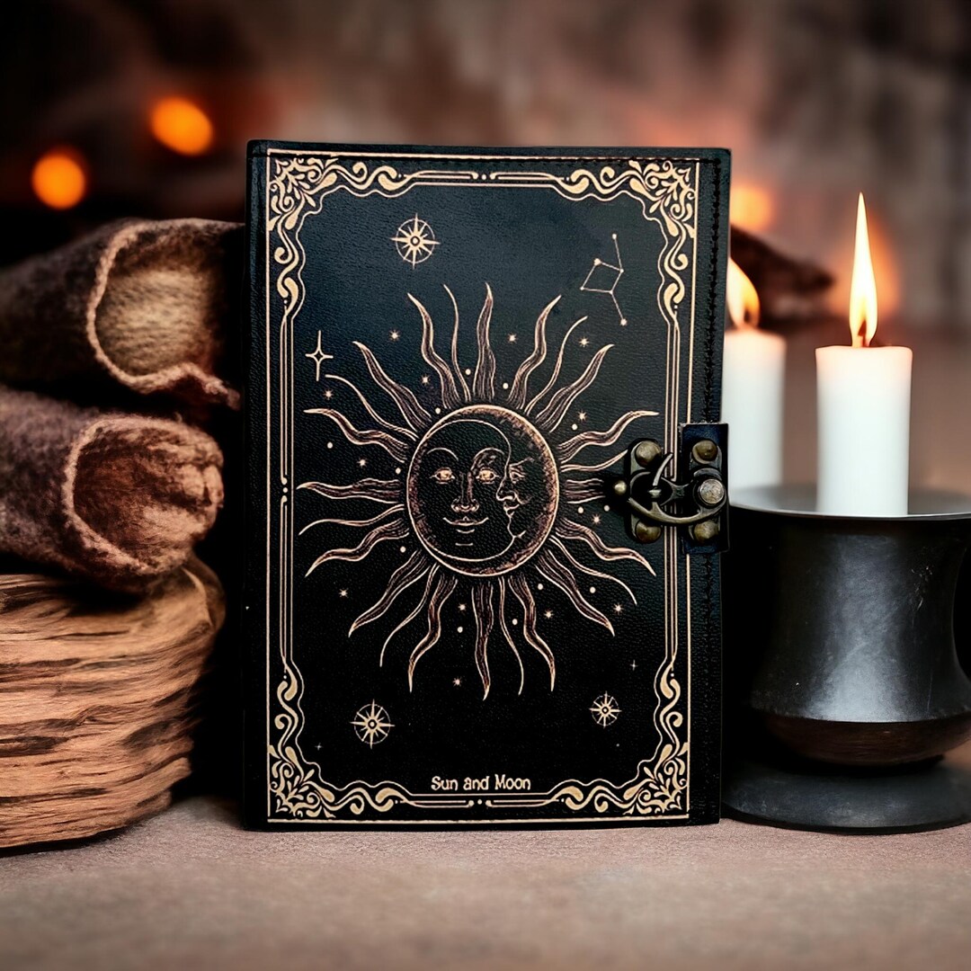 Leather Journal Vintage Blank Spell Book of Shadows, Handmade Grimoire ...