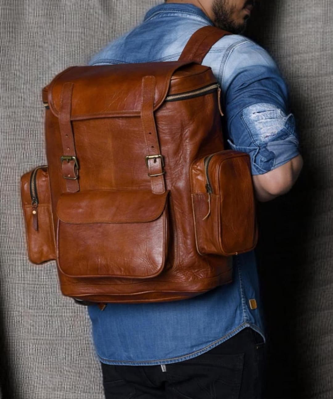 Leder Rucksack, personalisierte Reise Rucksack Rucksack, Braun