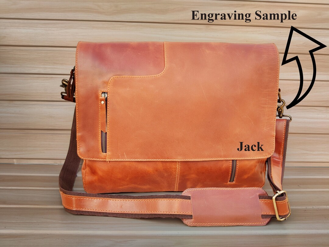 Genuine Leather Messenger Bag College Bag Laptop Bag Shoulder Bag Gift