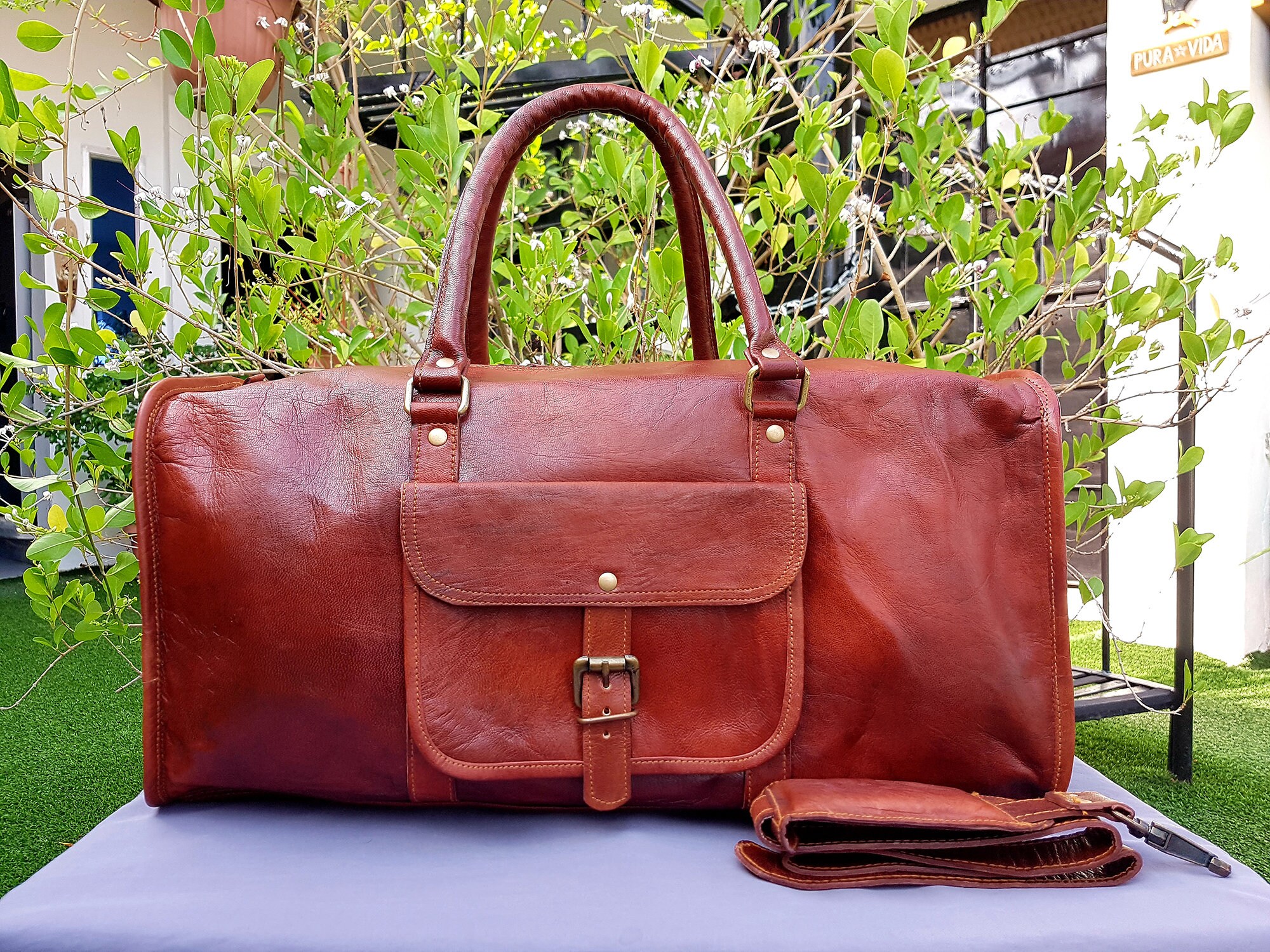 Handmade Leather Duffel Bag Carry On Weekend Bag Large Duffle Etsy