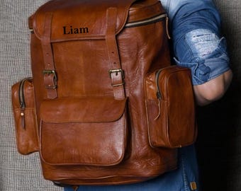 amazon leather backpacks LANNSYNE Vintage Genuine Backpack for Men, 15.6" Laptop Backpack Camping Travel 24L Rucksack : Electronics ALASKA EXPORTS 17 Laptop Backpack