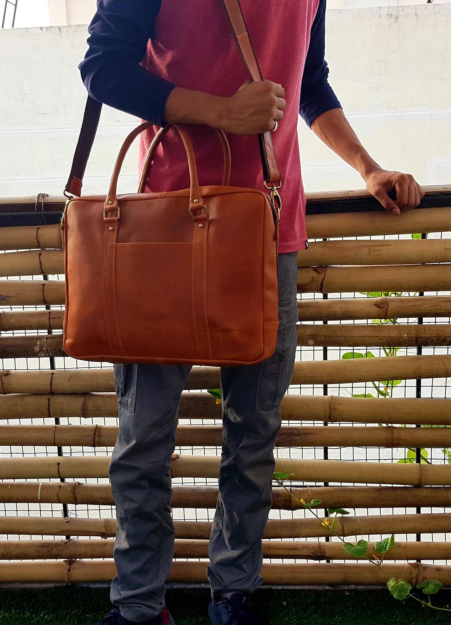 Genuine Leather Messenger Bag College Bag Laptop Bag Shoulder Etsy UK