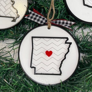 States Ornament, State Christmas Ornament, Engraved Ornament, Farmhouse Ornament, Rustic Ornament, Layered Ornament, Home State Ornament