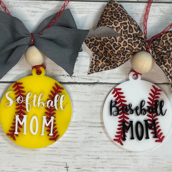 Baseball Rearview Mirror Charm, Softball Rearview Mirror Charm, Softball mom gift, Stocking Stuffer, Baseball mom gift, Mom's gift