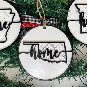 States Ornament, State Christmas Ornament, Engraved Ornament, Farmhouse Ornament, Rustic Ornament, Layered Ornament, Home State Ornament