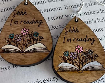 Reading Earrings, Book Lover Gifts, Stocking Stuffer, Christmas gift for Mom, Book Earrings, Book Lover Earrings, Gift for Librarian