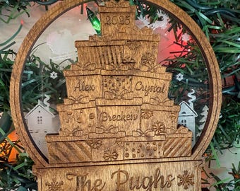 Decorazione di famiglia, decorazione natalizia personalizzata, decorazione natalizia per la famiglia, decorazione incisa, decorazione per la casa, decorazione annuale