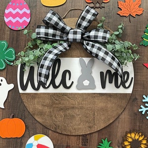 Painted Welcome Door Hanger, Stained Door Hanger, Interchangeable Door Hanger, Seasonal Door Hanger, Welcome Door Sign, Housewarming Gift