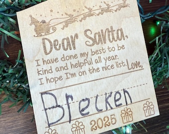 Caro Babbo Natale, scrittura a mano del bambino, ricordo scritto a mano, decorazione natalizia ricordo annuale, lettera personalizzata a Babbo Natale, lista di Babbo Natale