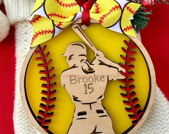 Decorazione softball, regali softball personalizzati, decorazione natalizia sportiva, decorazione incisa, regali softball, decorazione personalizzata, squadra sportiva