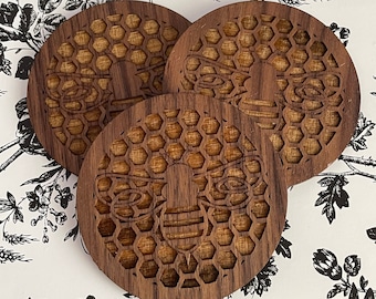 Bee Coasters, Wooden Coasters, Bee Lover, Mom's gift, Stocking Stuffer, Beekeeper Gift, Honeybee, Apiary Gift, Beekeeper Gift