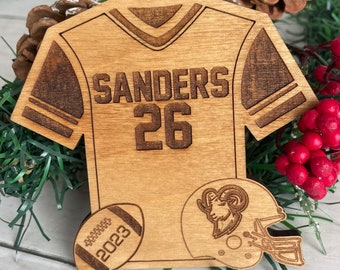 Football Ornament, Personalized Football Gift, Sports Christmas Ornament, Engraved Ornament, Football Lover Gift, Custom Ornament