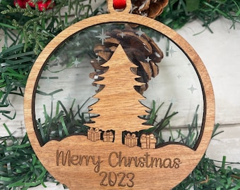 Merry Christmas Ornament, Personalized Christmas Ornament, Dated Family Christmas Ornament, Engraved Ornament, Custom Ornament