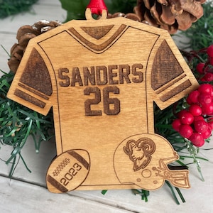 Football Ornament, Personalized Football Gift, Sports Christmas Ornament, Engraved Ornament, Football Lover Gift, Custom Ornament