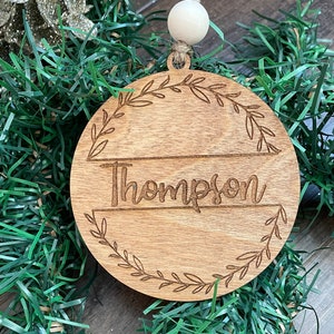 Monogrammed Ornament, Personalized Christmas Ornament, Family Christmas Ornament, Engraved Ornament, Newlywed Ornament, Custom Ornament