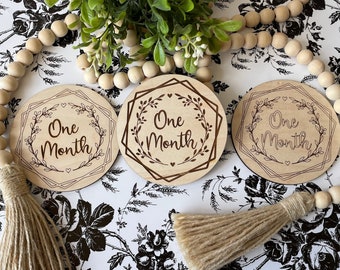 Marcadores de hitos para bebés SVG, Archivo digital, SVG, Archivo de corte láser, Glowforge SVG, Discos de hitos mensuales para bebés, Marcadores de hitos mensuales,