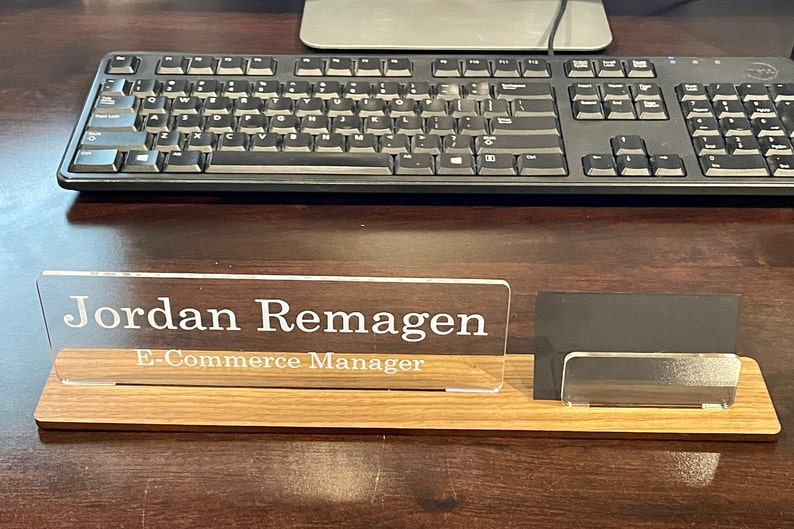 Personalized Name Plate, Custom Office Sign, Desk Name Plate, Wooden Name Plate, Acrylic Name Plate, Business Card Holder, Gift for Husband image 2
