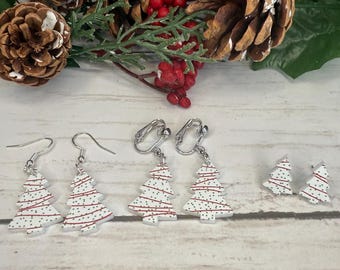 Snack Cake Earrings, Christmas Tree Cake Earrings, Christmas Lover Gifts,  Stocking Stuffer, Holiday Earrings, Little Christmas Tree Earring