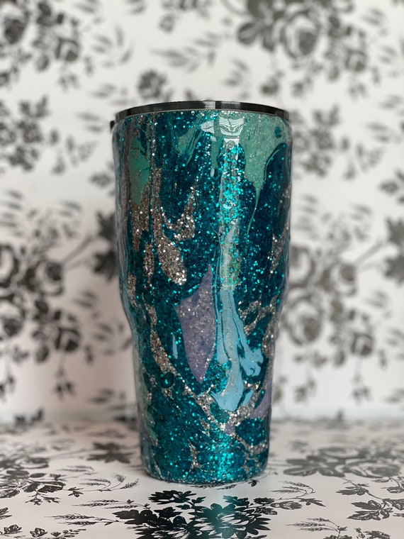 Hydro Dip Tumbler Glitter Tumbler Sparkly Tumbler Stainless Etsy