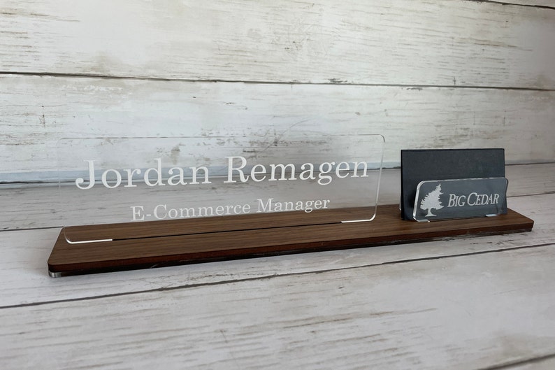 Personalized Name Plate, Custom Office Sign, Desk Name Plate, Wooden Name Plate, Acrylic Name Plate, Business Card Holder, Gift for Husband image 6