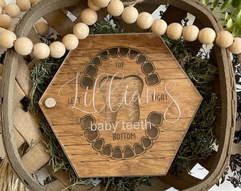 Zahn-Andenken-Box, Zahn Halter, Holz Baby Zahn Box, Baby Zahn Aufbewahrungsbox, Zahnfee-Tablett, Baby-Dusche-Geschenk, Geschenk Gottes Kind,