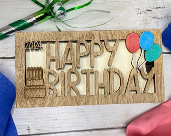 Birthday Gift Money Holder, Birthday Money Holder, Birthday Cash Holder, Personalized Money Holder, Birthday Gifts, Customizable Gift