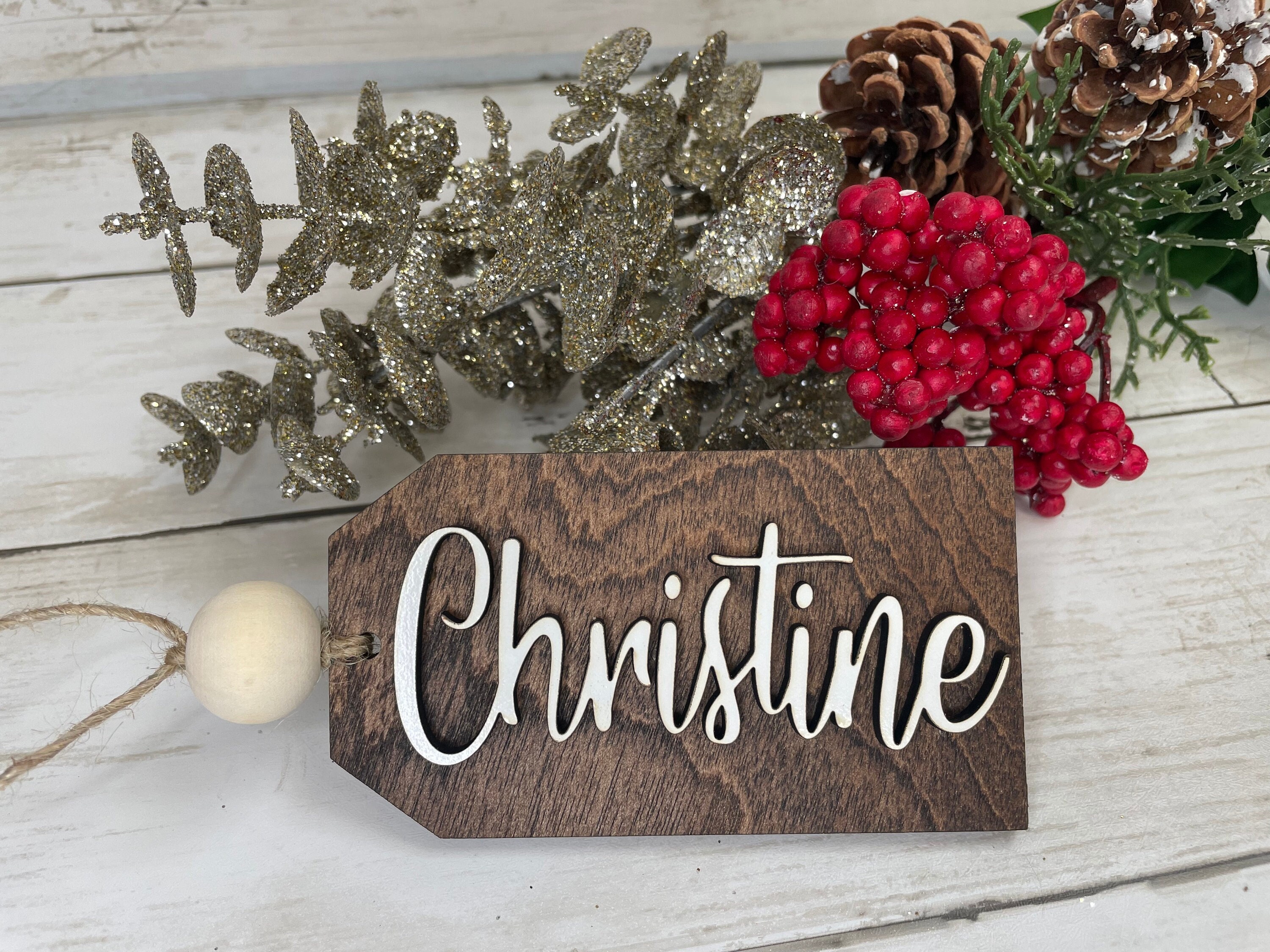 Christmas Stocking Name Tags, Christmas Stocking Name Tags, Wooden Stocking  Tag, Unique Gift, Knit, Wood Ornament, Farmhouse Rustic Decor