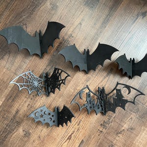 Wooden Bats, Spooky Home Decor, Halloween Bats, Halloween Decor, 3D Halloween Decorations, Spooky Season, Black Bats