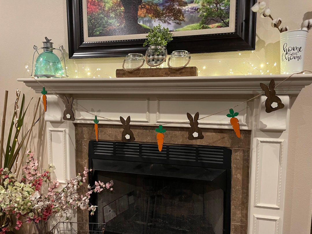 Easter Garland for Mantle, Bunny Garland, Spring Decor, Rustic ...