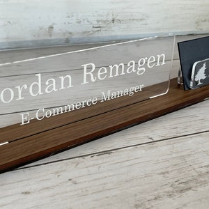 Personalized Name Plate, Custom Office Sign, Desk Name Plate, Wooden Name Plate, Acrylic Name Plate, Business Card Holder, Gift for Husband image 4