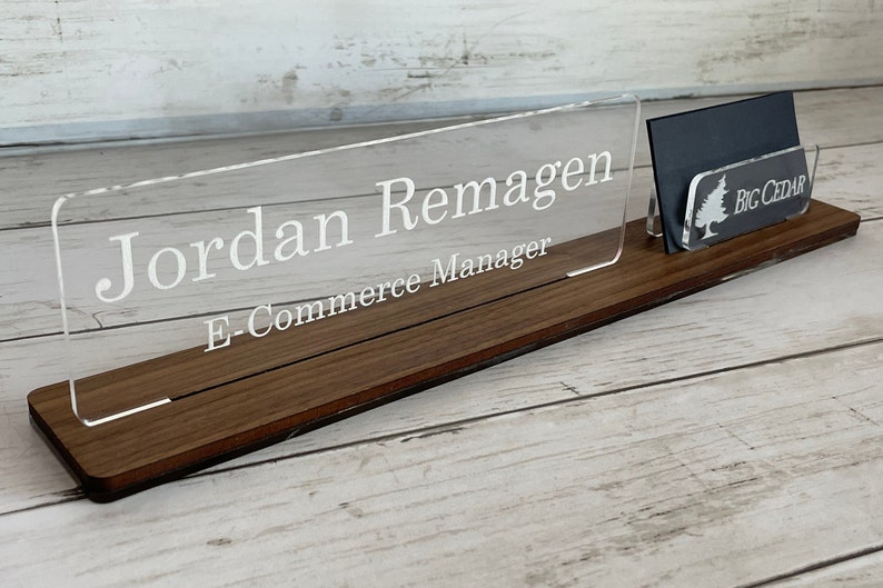 Personalized Name Plate, Custom Office Sign, Desk Name Plate, Wooden Name Plate, Acrylic Name Plate, Business Card Holder, Gift for Husband image 4