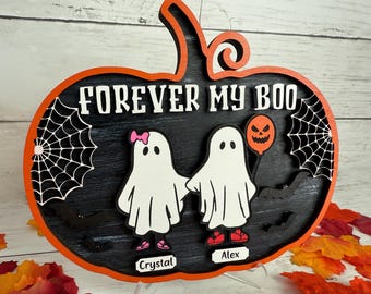 Personalized Forever My Boo Sign, Cute Ghost Decor, Ghost Sign Halloween, Couples Halloween Decor, Halloween Gifts, Anniversary Gift