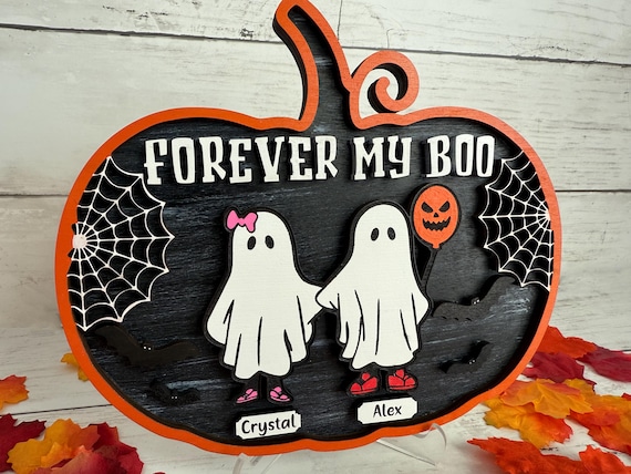 Personalized Forever My Boo Sign, Cute Ghost Decor, Ghost Sign Halloween, Couples Halloween Decor, Halloween Gifts, Anniversary Gift