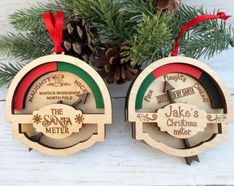 Ornamento della lista dei buoni di Babbo Natale, Ornamento del misuratore di Babbo Natale, Ornamento per adolescenti, Premio ufficiale della lista dei buoni, Ornamento dell'attrezzatura, Ornamento personalizzato, Personalizza