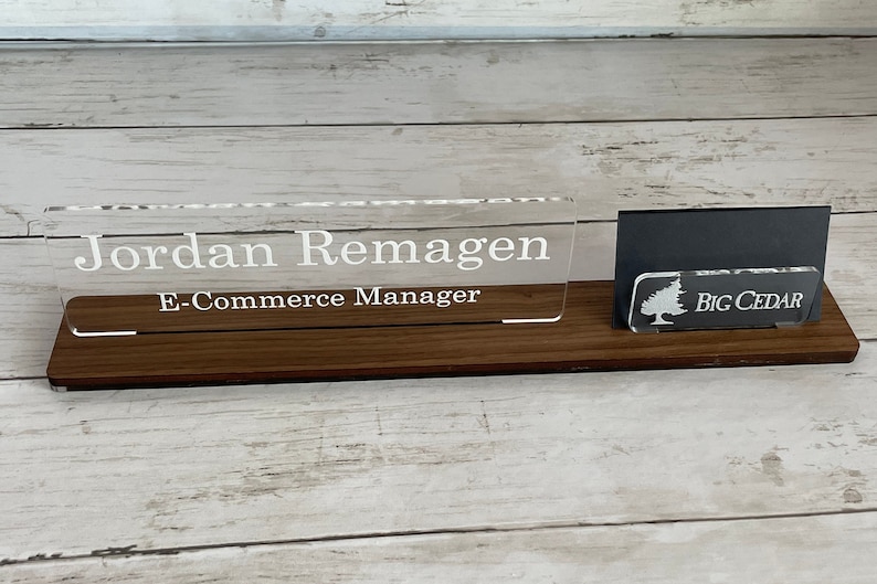 Personalized Name Plate, Custom Office Sign, Desk Name Plate, Wooden Name Plate, Acrylic Name Plate, Business Card Holder, Gift for Husband image 3