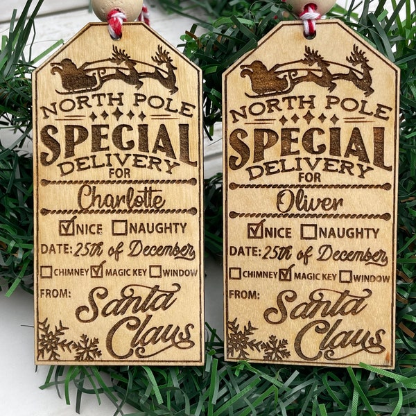 Wooden Santa Tag, Christmas Santa Tag, Personalized Santa Gift Tag, Santa Gift Tags, Custom Santa Tags, North Pole Express Tag, From Santa