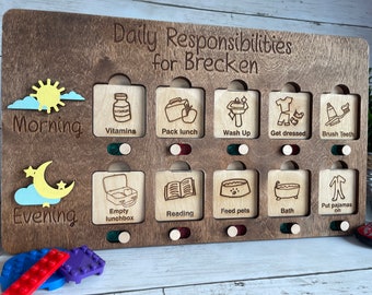 Daily Responsibilities Chart, Chore Chart, Personalized Chores Board, Routine Chart, Daily Chores Chart, Toddler Routine Chart, Checklist