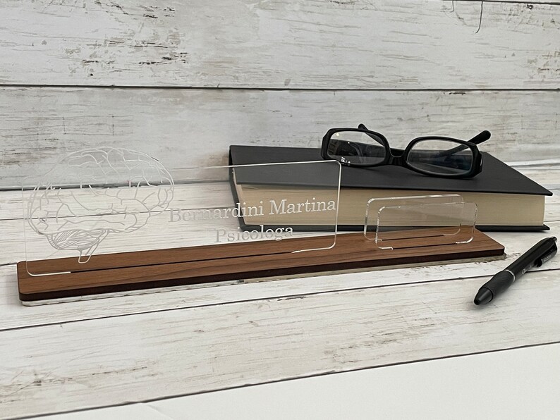 Personalized Name Plate, Custom Office Sign, Desk Name Plate, Wooden Name Plate, Acrylic Name Plate, Business Card Holder, Gift for Husband image 7