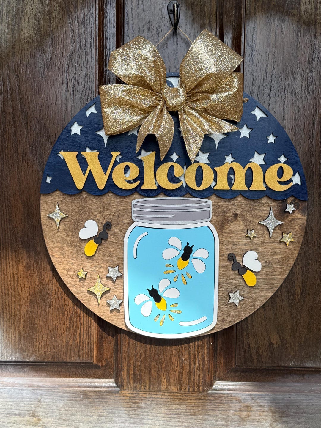Lightning Bug Decor, Summer Door Hanger, Firefly Door Round, Welcome ...