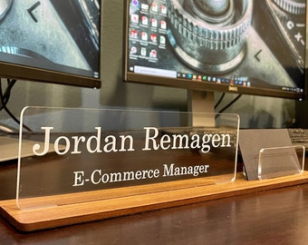 Personalized Name Plate, Custom Office Sign, Desk Name Plate, Wooden Name Plate, Acrylic Name Plate, Business Card Holder, Gift for Husband
