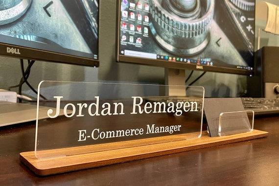 Personalized Name Plate, Custom Office Sign, Desk Name Plate, Wooden Name Plate, Acrylic Name Plate, Business Card Holder, Gift for Husband